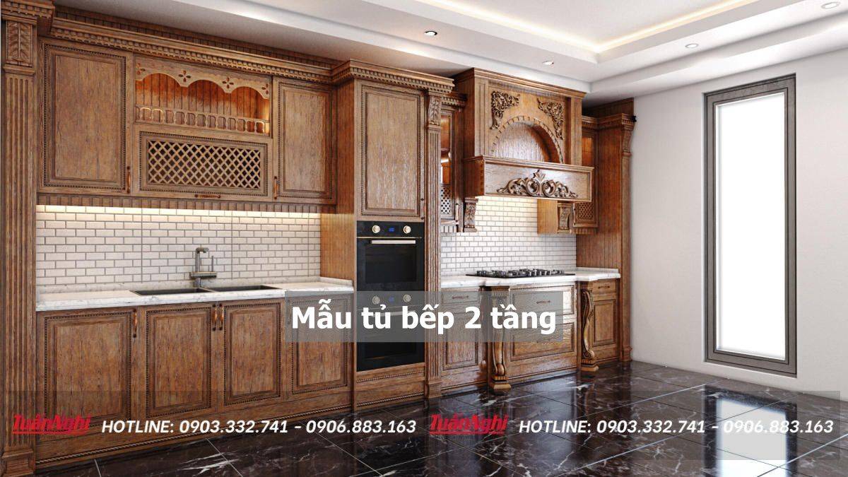 40+ Mẫu tủ bếp 2 tầng đẹp tối ưu không gian bếp 2023 205 mẫu tủ bếp 2 tầng