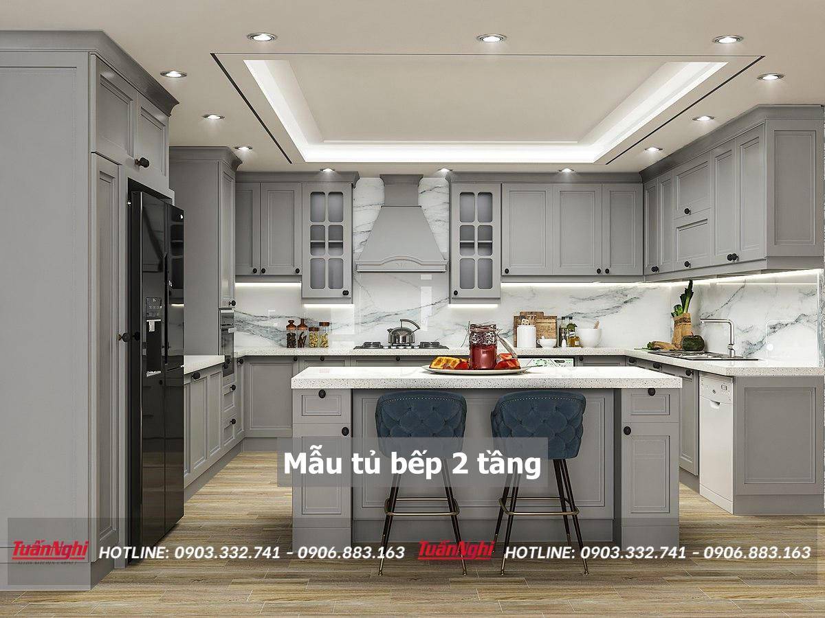 40+ Mẫu tủ bếp 2 tầng đẹp tối ưu không gian bếp 2023 176 mẫu tủ bếp 2 tầng