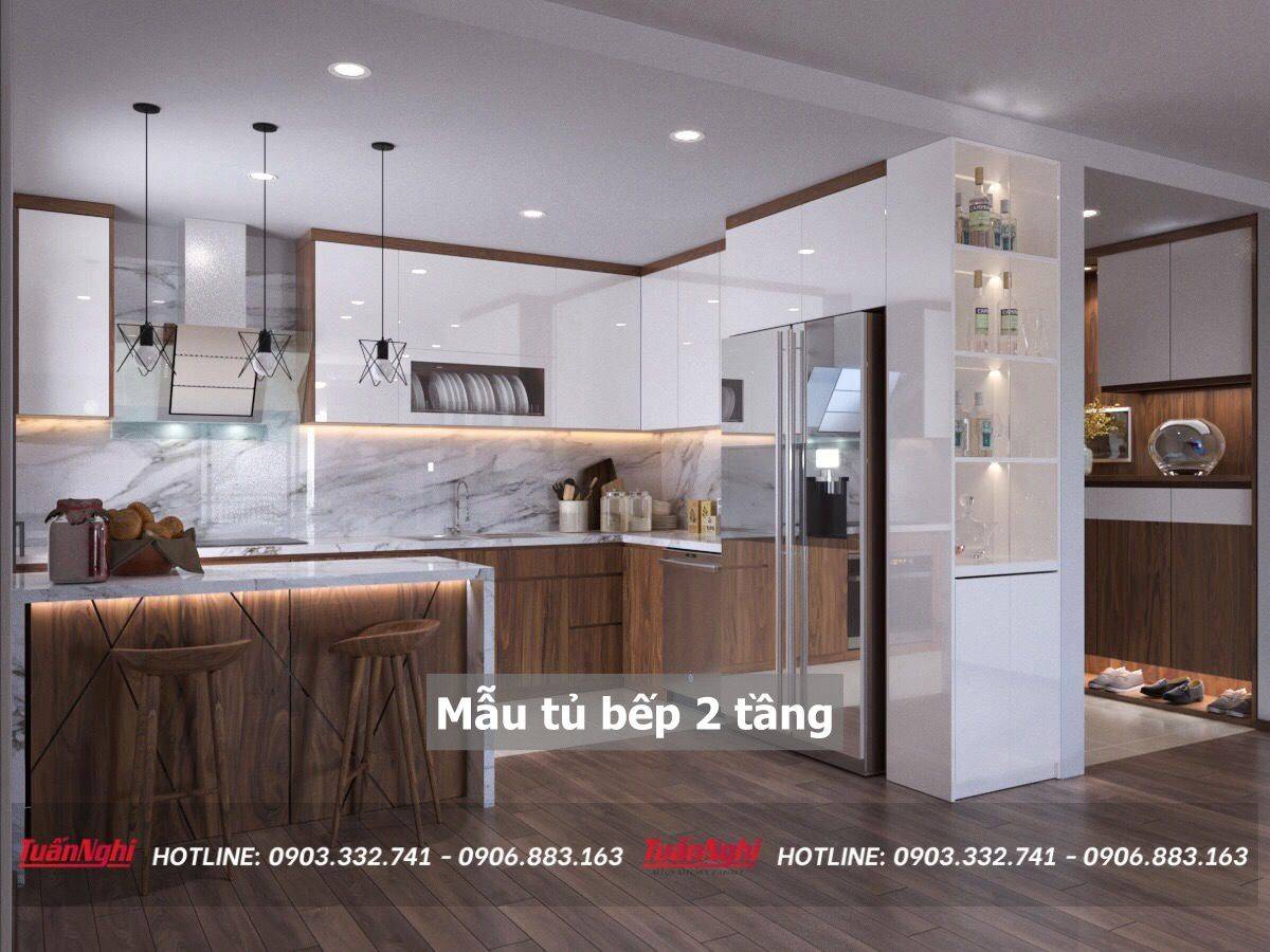 40+ Mẫu tủ bếp 2 tầng đẹp tối ưu không gian bếp 2023 157 mẫu tủ bếp 2 tầng