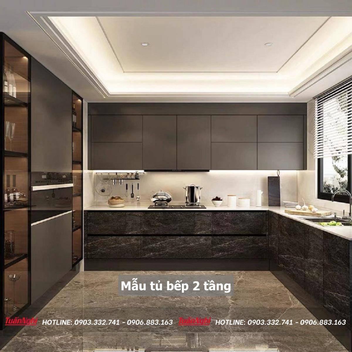 40+ Mẫu tủ bếp 2 tầng đẹp tối ưu không gian bếp 2023 153 mẫu tủ bếp 2 tầng