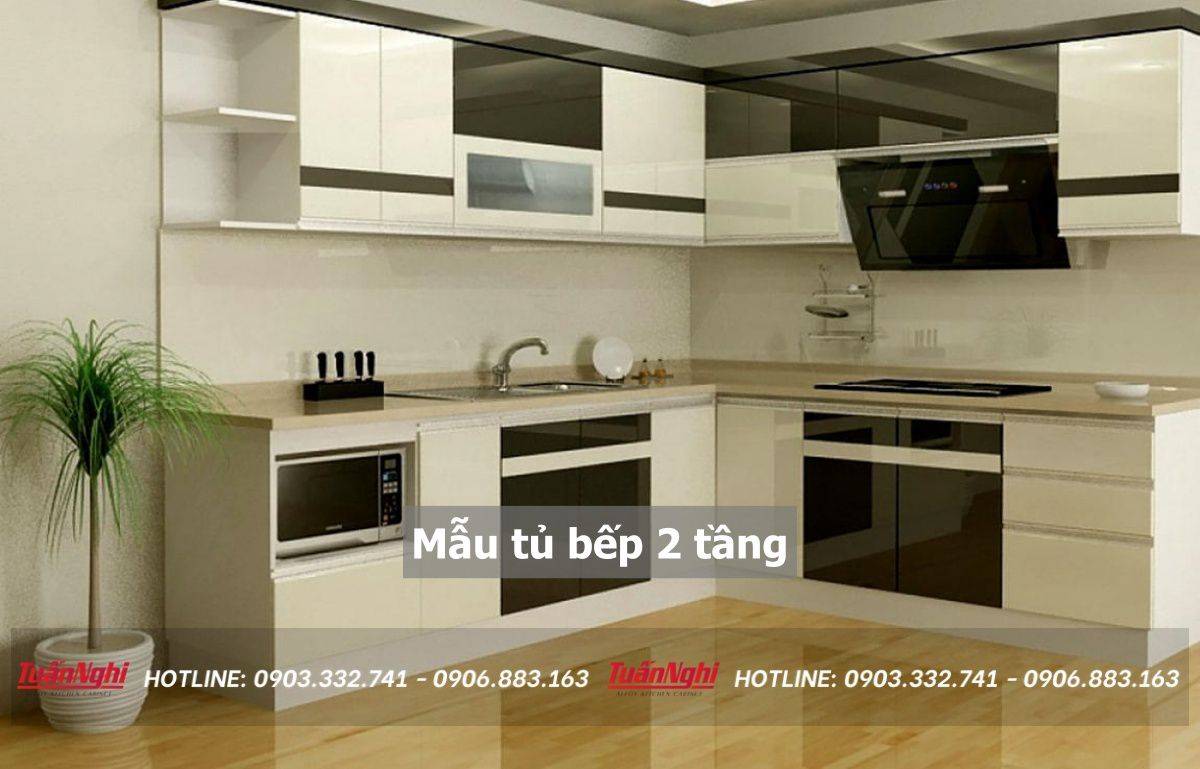 40+ Mẫu tủ bếp 2 tầng đẹp tối ưu không gian bếp 2023 254 mẫu tủ bếp 2 tầng