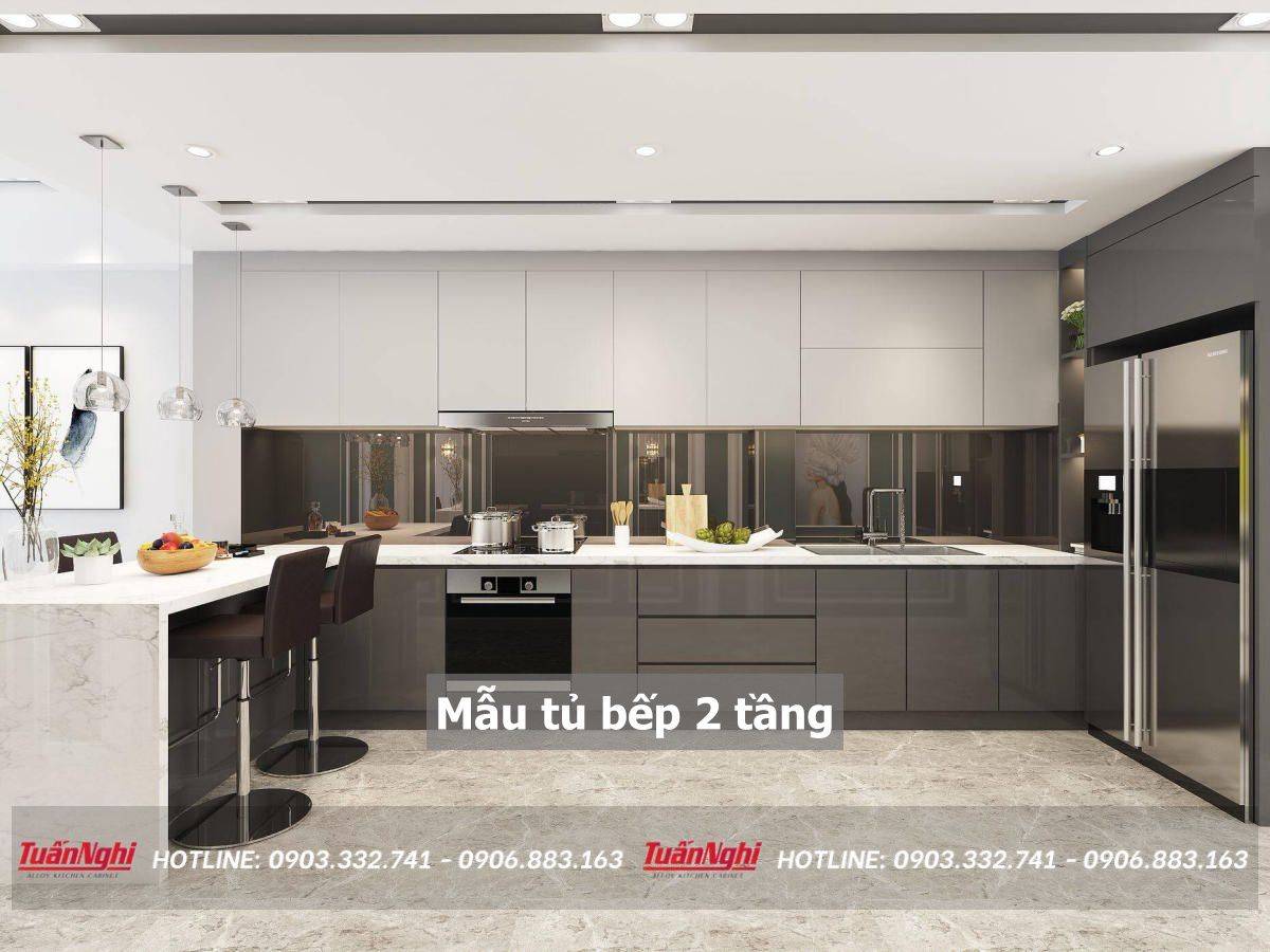 40+ Mẫu tủ bếp 2 tầng đẹp tối ưu không gian bếp 2023 151 mẫu tủ bếp 2 tầng