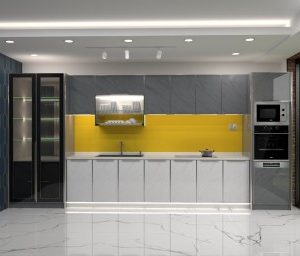 Mẫu Tủ Bếp Kiểu Chữ I 01 Bàn Đảo