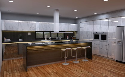 Tủ bếp chữ I hợp kim nhôm có bàn đảo TB04 1 Mẫu Tủ Bếp Kiểu Chữ I hợp kim nhôm có bàn đảo TB04