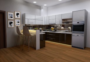 Tủ bếp chữ L hợp kim nhôm có bàn đảo TB06 3 Tủ bếp chữ L hợp kim nhôm có bàn đảo TB06