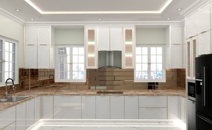 Tủ bếp chữ U hợp kim nhôm TB07