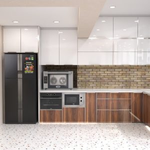 Tủ bếp chữ L hợp kim nhôm có cửa sổ TB12