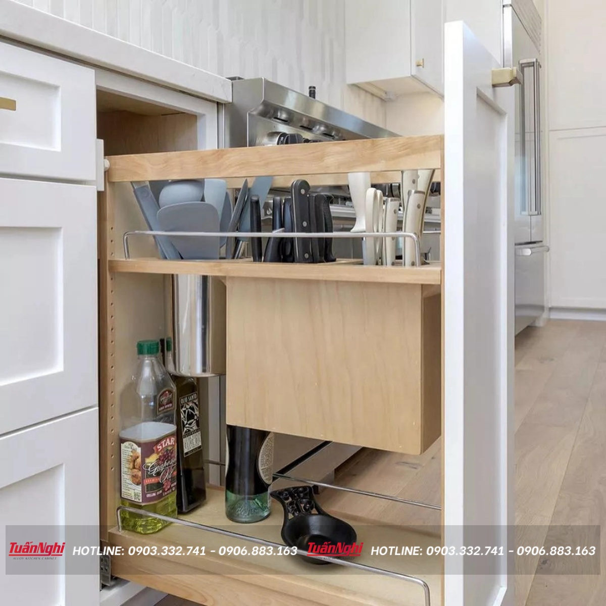 cách bố trí các ngăn tủ bếp