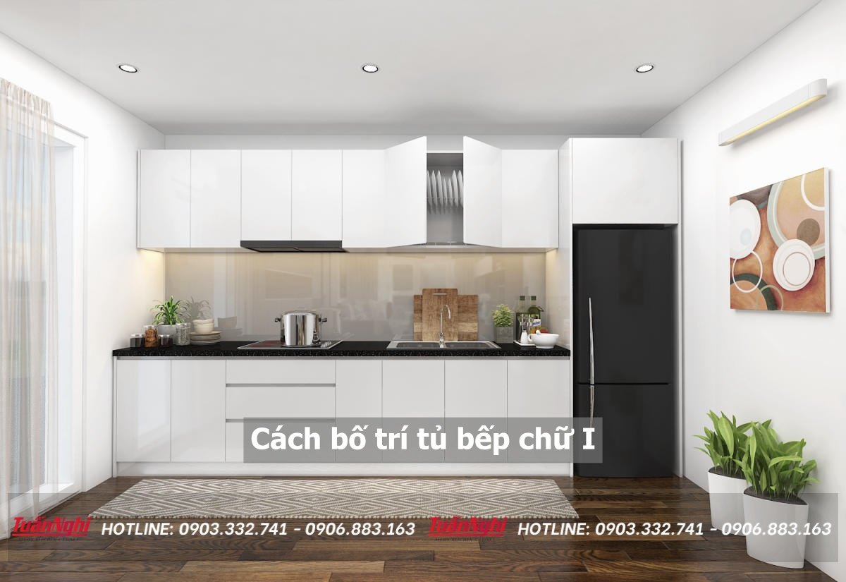 cách bố trí tủ bếp chữ i