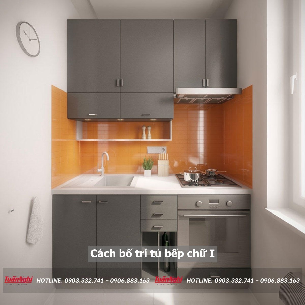 cách bố trí tủ bếp chữ i