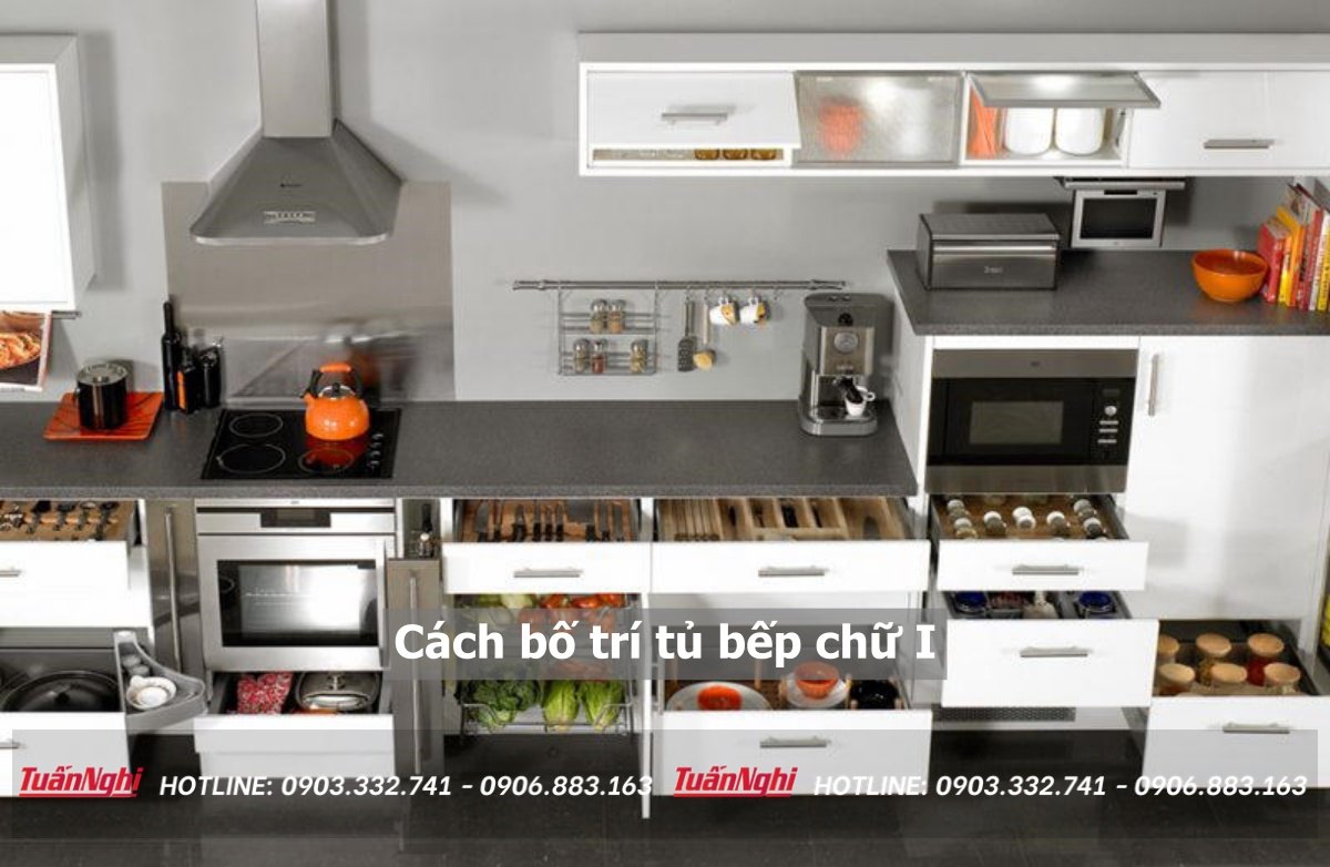 cách bố trí tủ bếp chữ i
