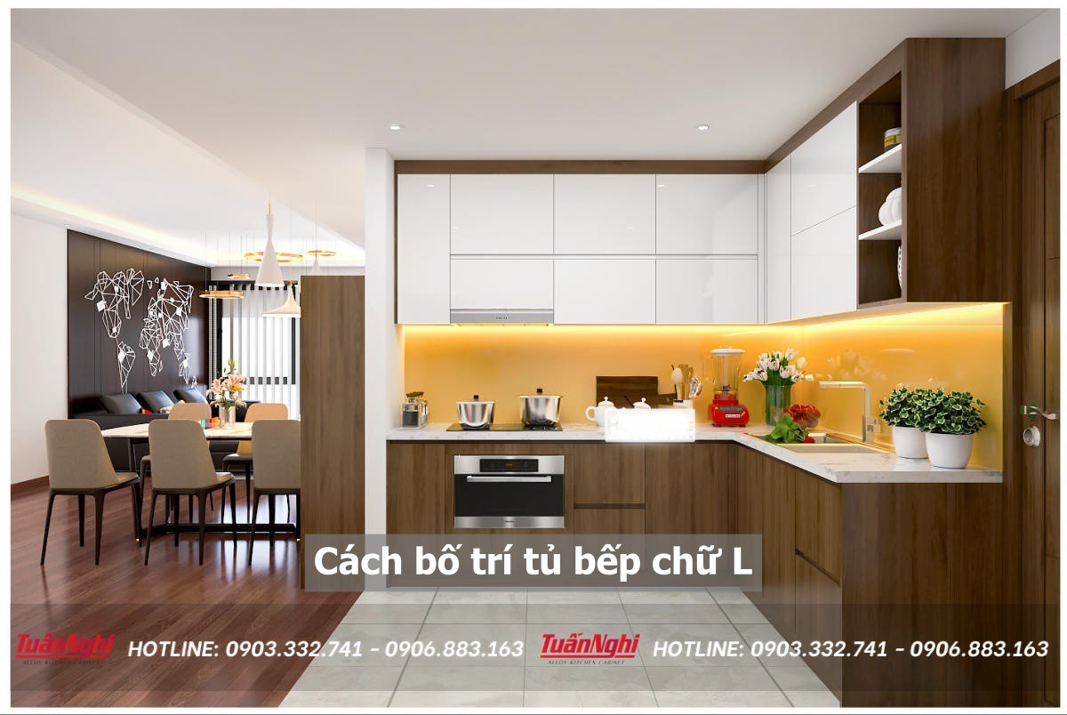 cách bố trí tủ bếp chữ L