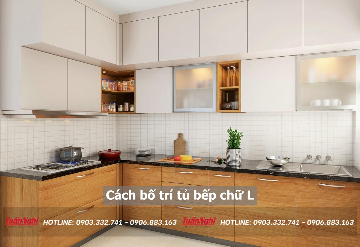 cách bố trí tủ bếp chữ L