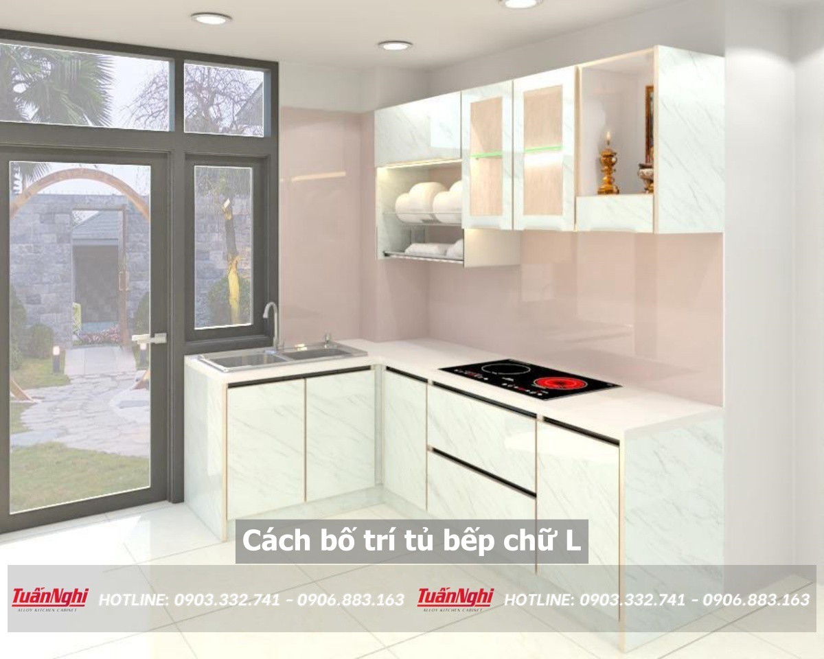 cách bố trí tủ bếp chữ L