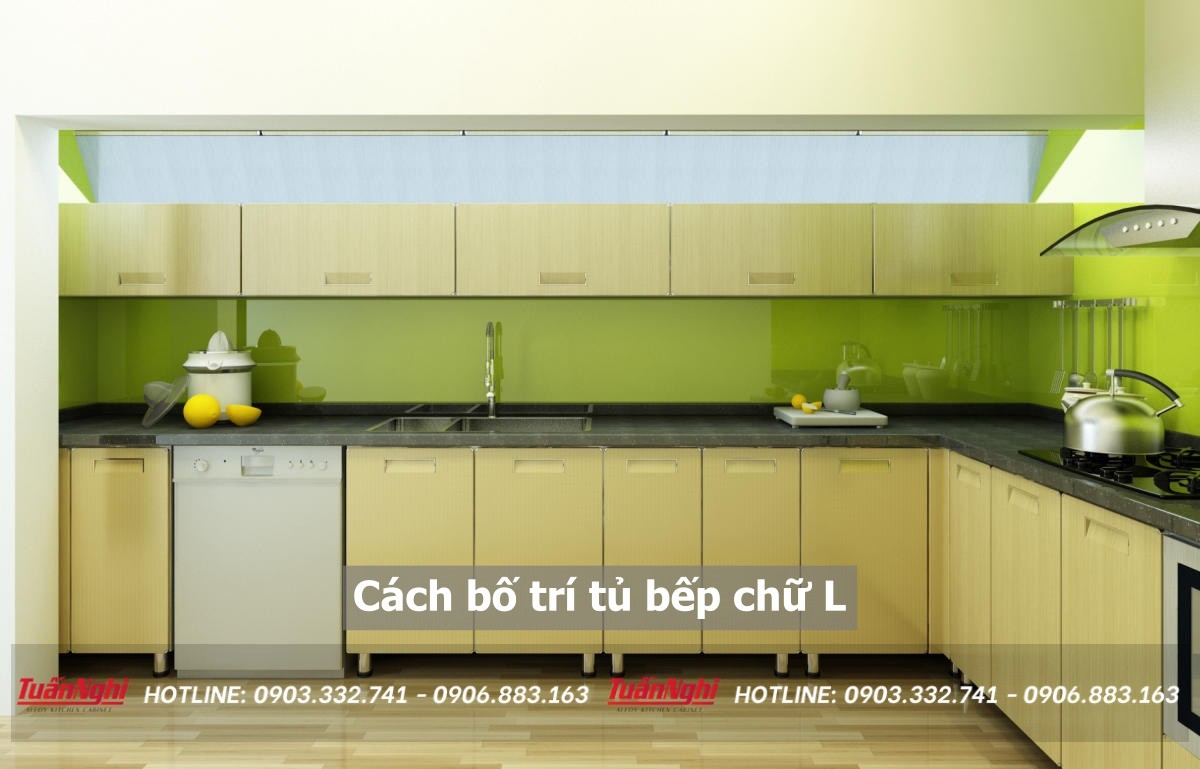 cách bố trí tủ bếp chữ L
