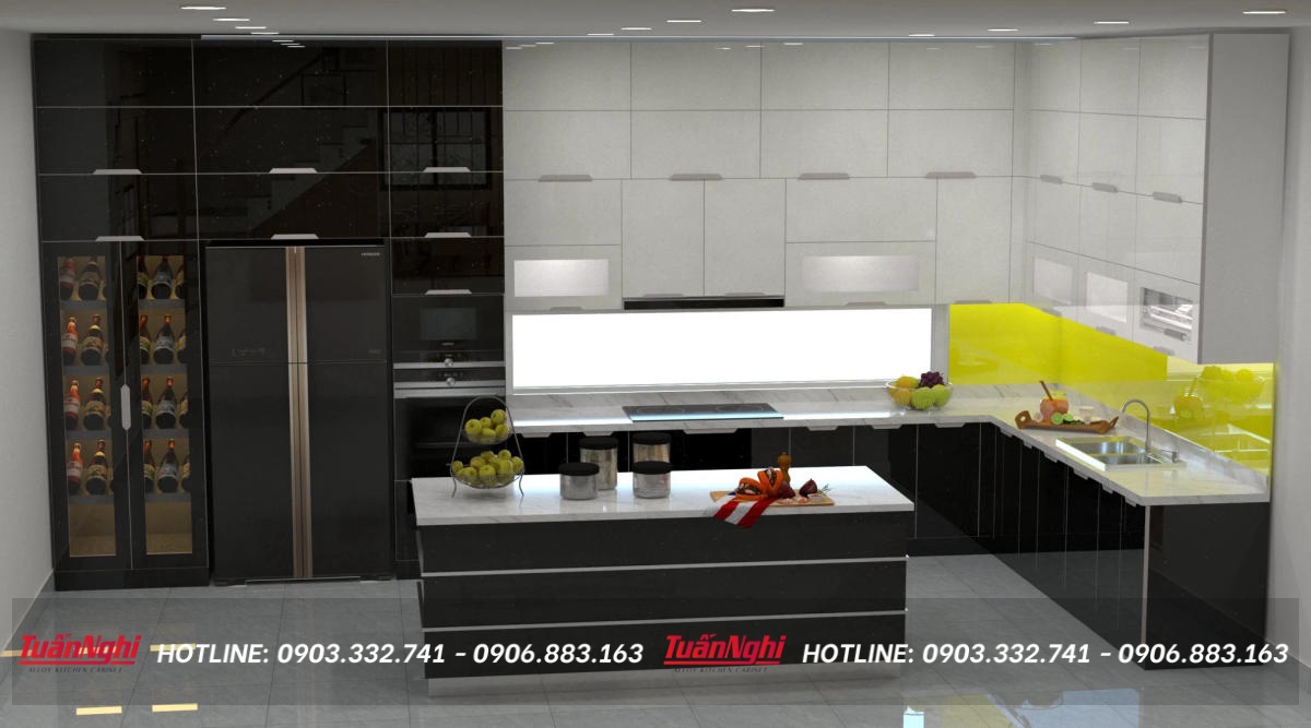 giá tủ bếp cánh kính