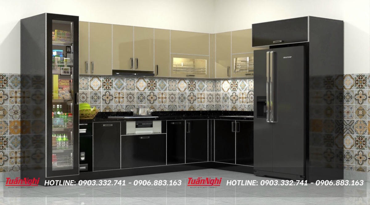 giá tủ bếp cánh kính