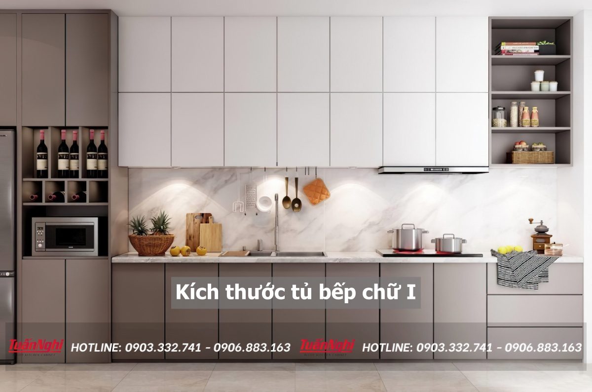 kích thước tủ bếp chữ i