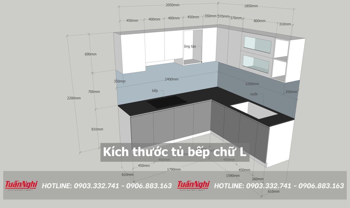 Kích Thước Tủ Bếp Chữ L Tiêu Chuẩn 8 kích thước kế bếp chữ l