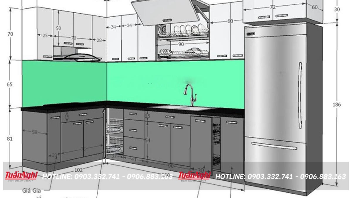 Kích thước tủ bếp treo tường chuẩn cho các gia đình Việt 22 kích thước tủ bếp treo tường