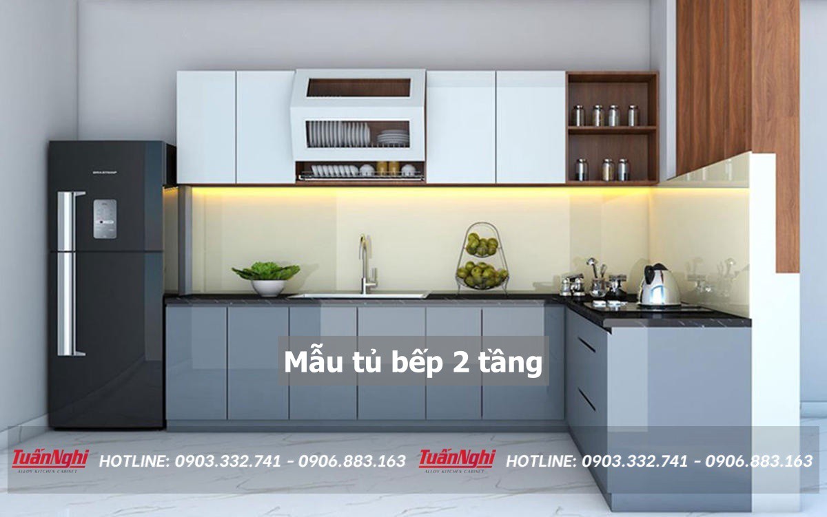 40+ Mẫu tủ bếp 2 tầng đẹp tối ưu không gian bếp 2023 296 mẫu tủ bếp 2 tầng