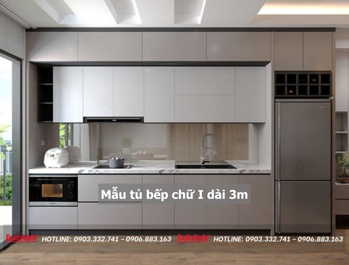 Tủ bếp chữ i dài 3m