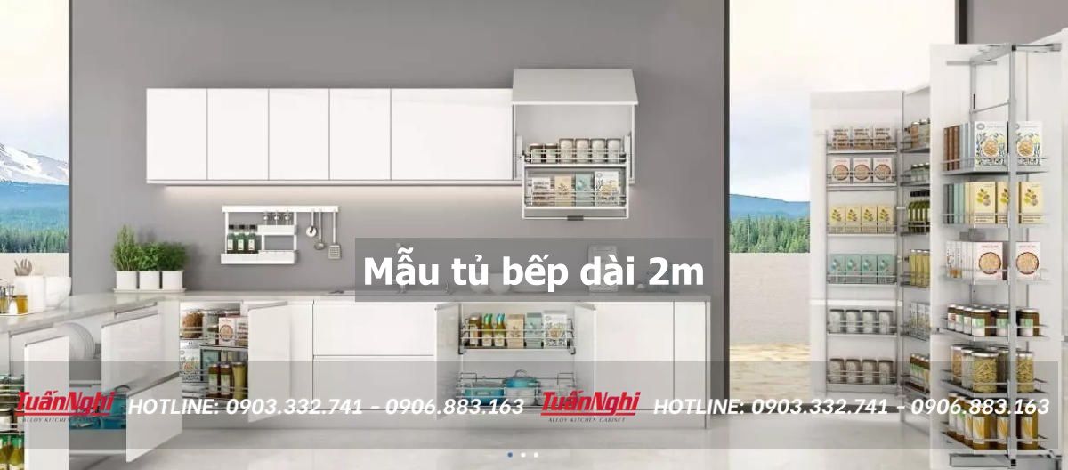 mẫu tủ bếp dài 2m