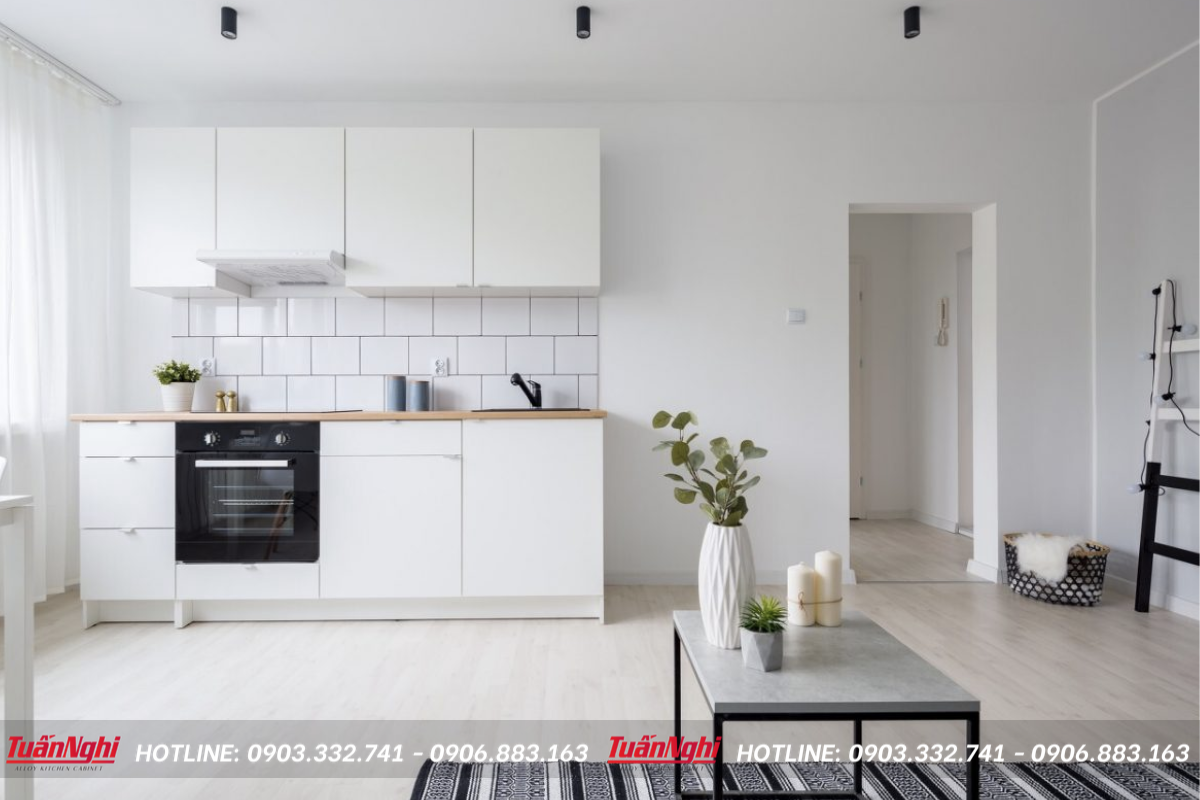 Mẫu tủ bếp mini gỗ công nghiệp Melamine