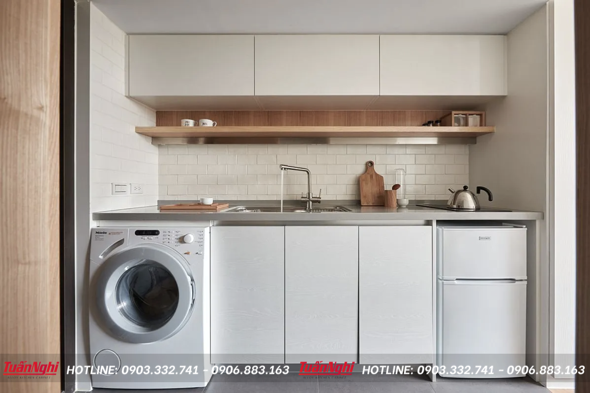 Mẫu tủ bếp mini gỗ công nghiệp Melamine