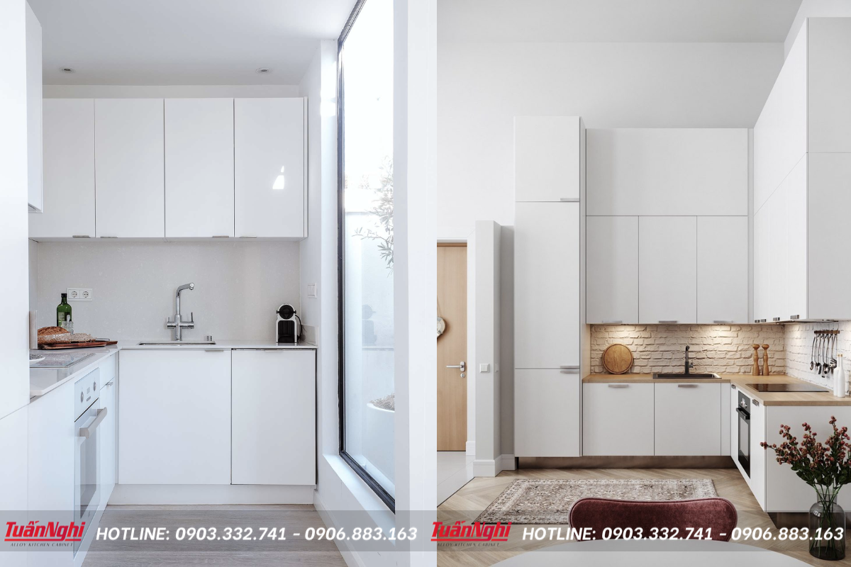 Mẫu tủ bếp mini gỗ công nghiệp Melamine