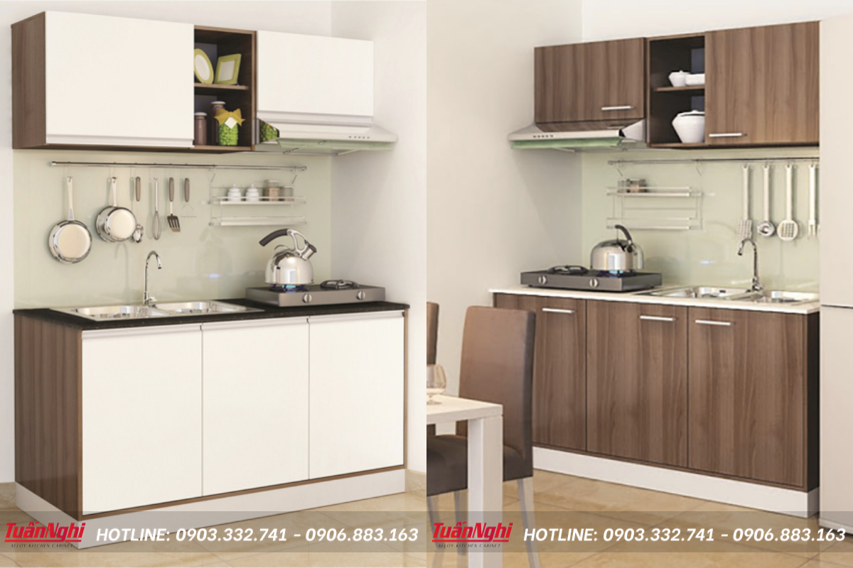 Mẫu tủ bếp mini gỗ công nghiệp Melamine
