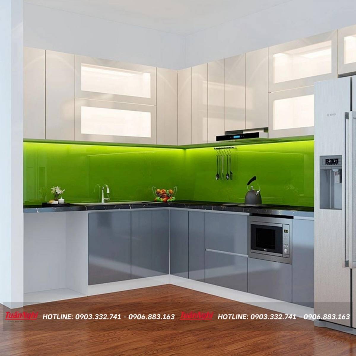 mau tu bep mini go cong nghiep phu acrylic 1