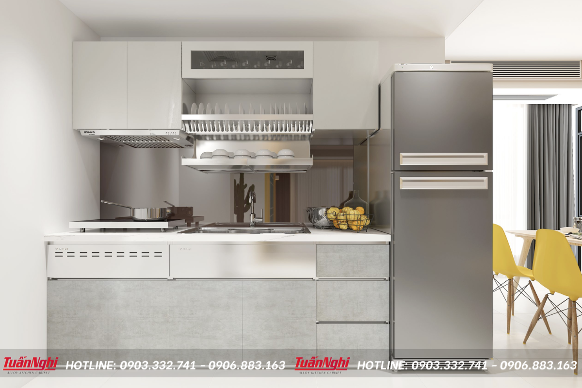 Mẫu tủ bếp mini Inox