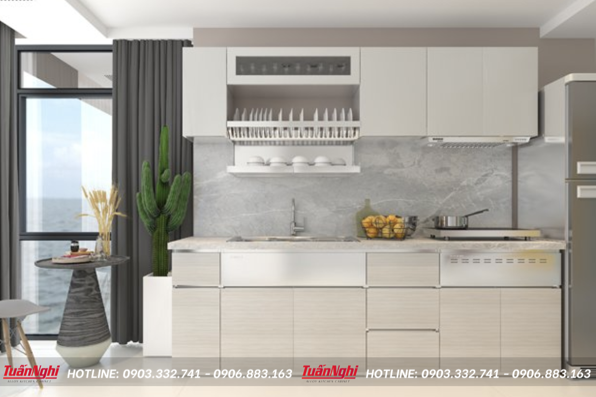 Mẫu tủ bếp mini Inox