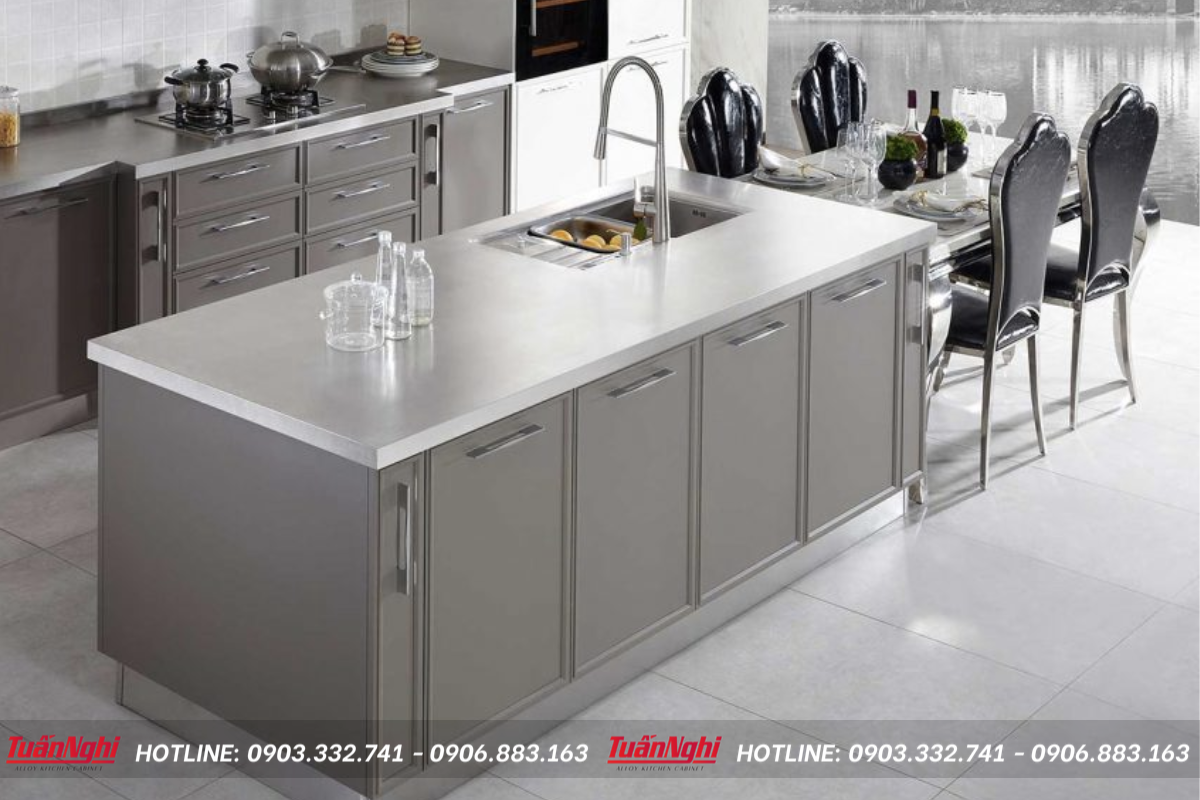 Mẫu tủ bếp mini Inox