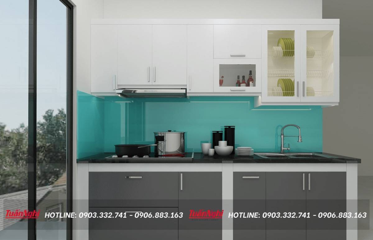 Mẫu tủ bếp mini làm từ hợp kim nhôm cao cấp