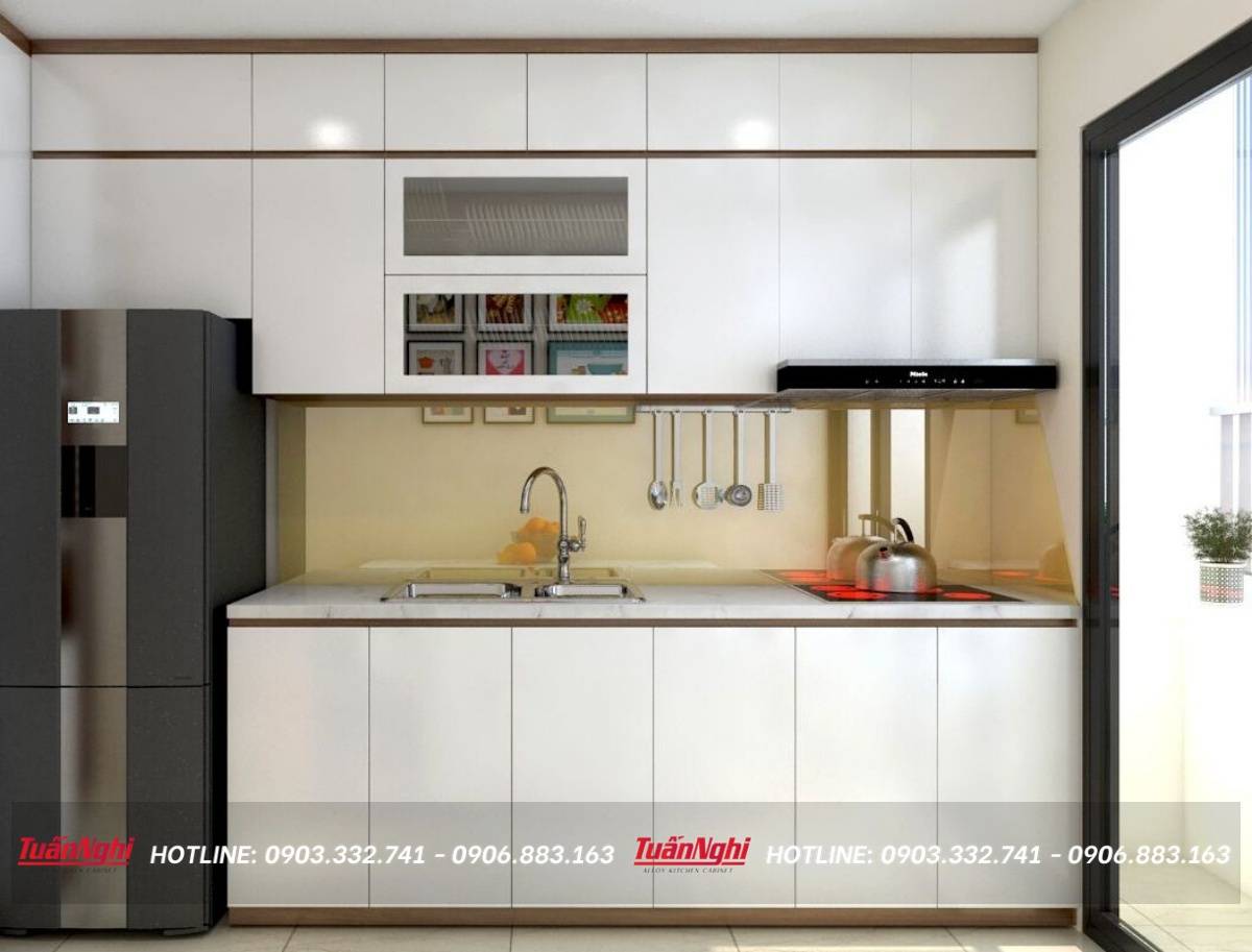 Mẫu tủ bếp mini làm từ hợp kim nhôm cao cấp