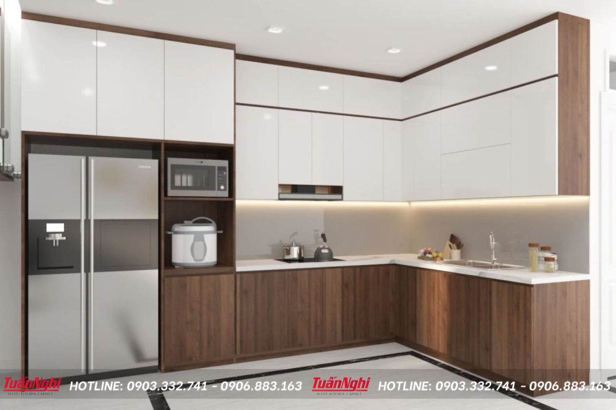 mẫu tủ bếp có bồn rửa bát