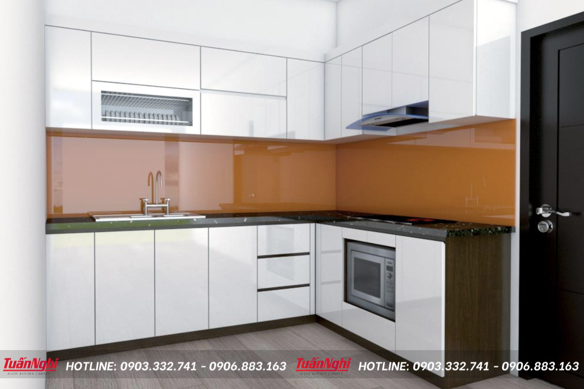 mẫu tủ bếp có bồn rửa bát