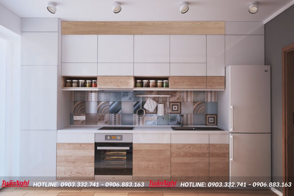 mẫu tủ bếp có bồn rửa bát