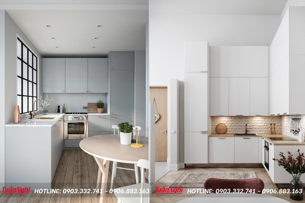 mẫu tủ bếp có bồn rửa bát