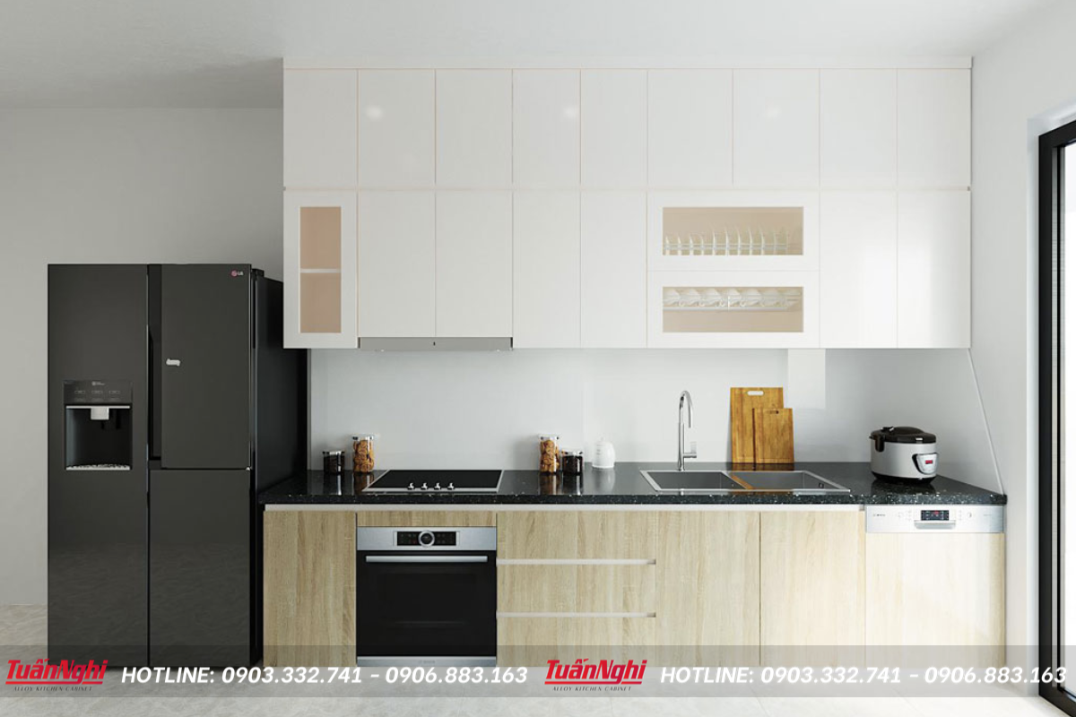 mẫu tủ bếp có bồn rửa bát