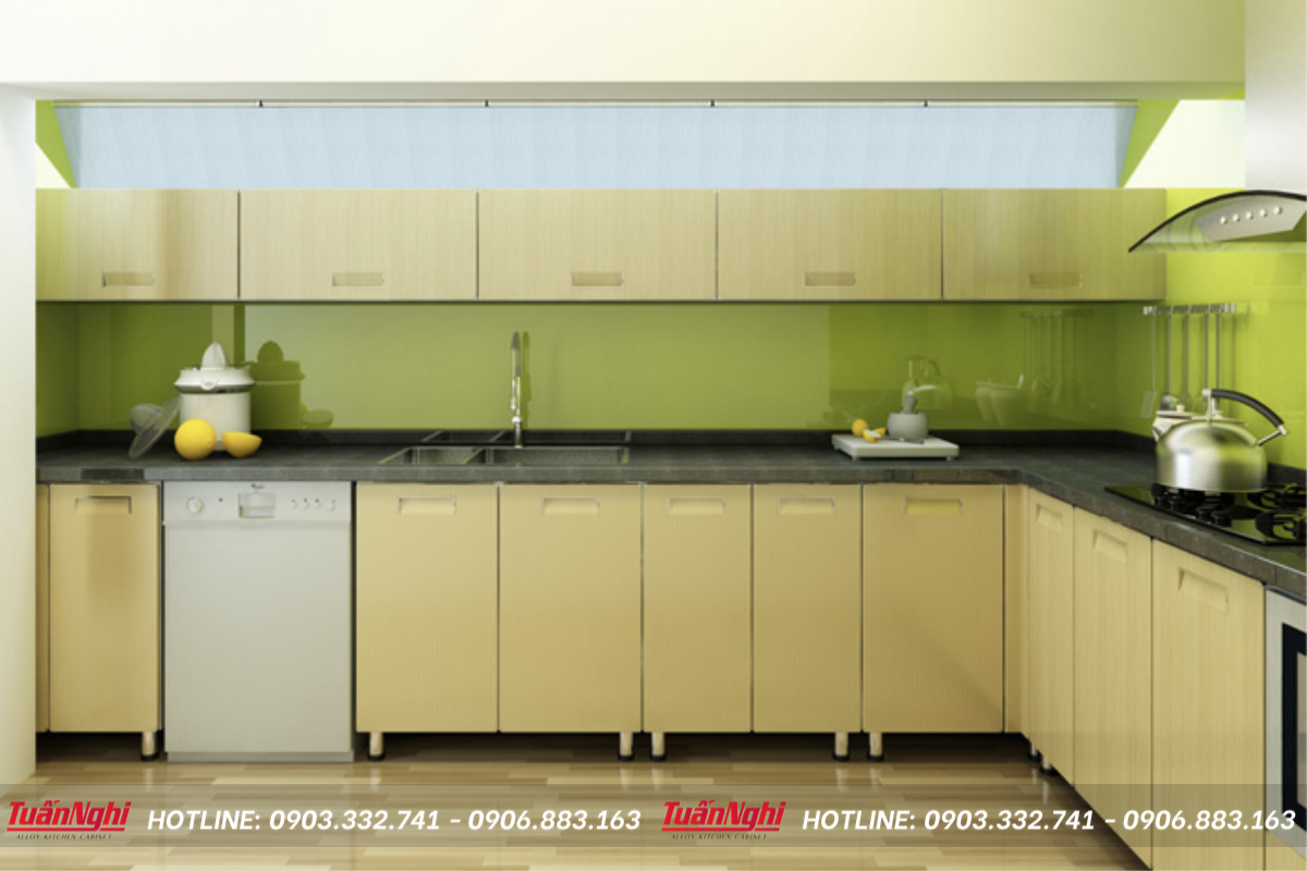 mẫu tủ bếp có bồn rửa bát