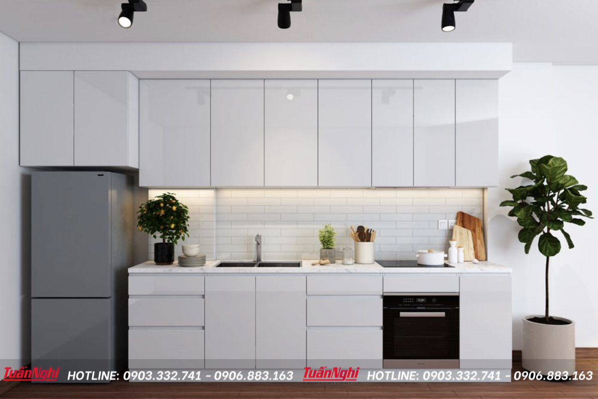 mẫu tủ bếp có bồn rửa bát