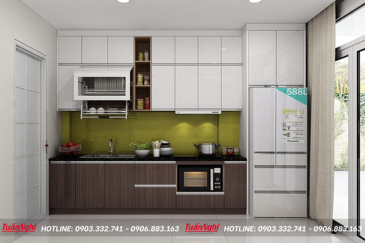 mẫu tủ bếp có bồn rửa bát