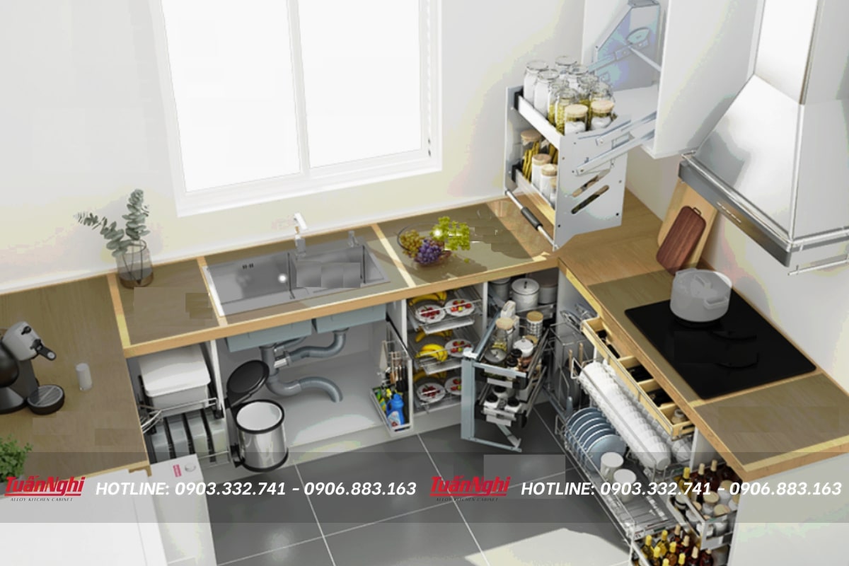 Phụ kiện bếp thông minh giúp tối ưu hoá không gian lưu trữ, tăng tính thẩm mỹ cho gian bếp