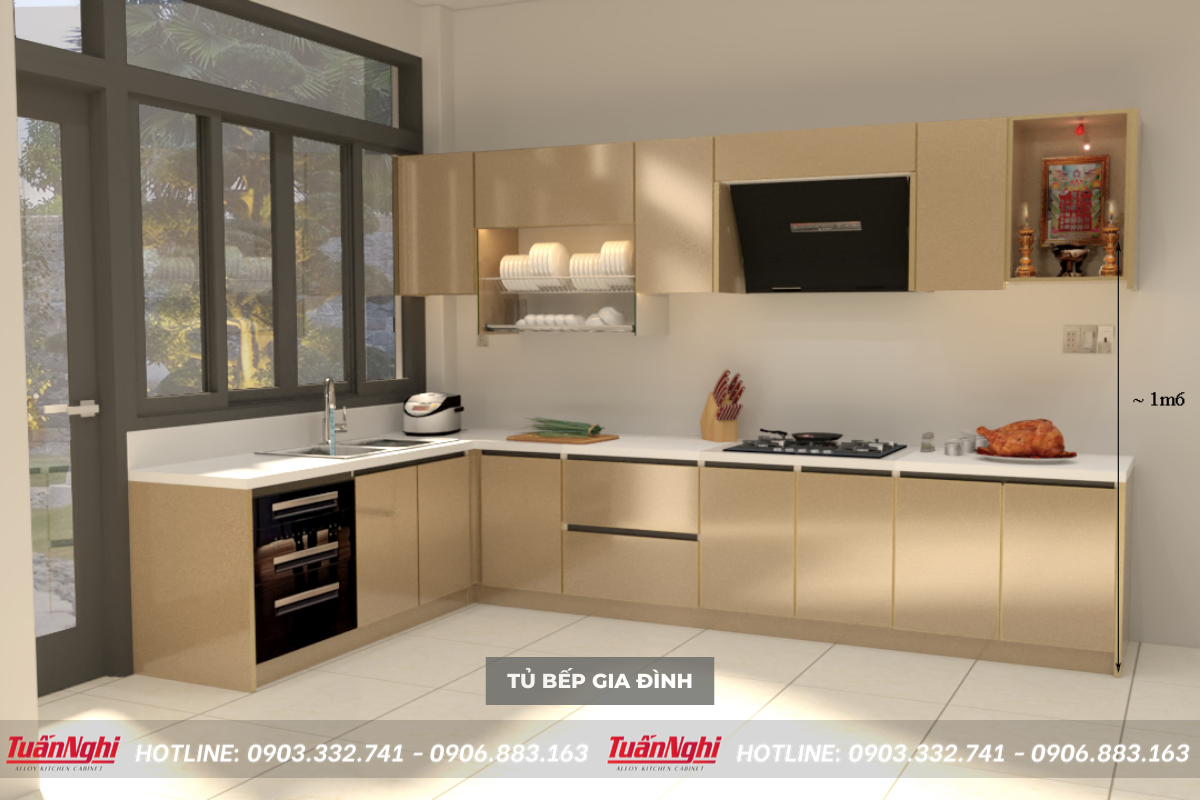 mẫu tủ bếp hình chữ L