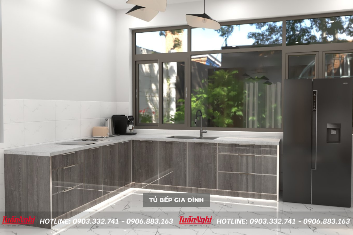 mẫu tủ bếp hình chữ L