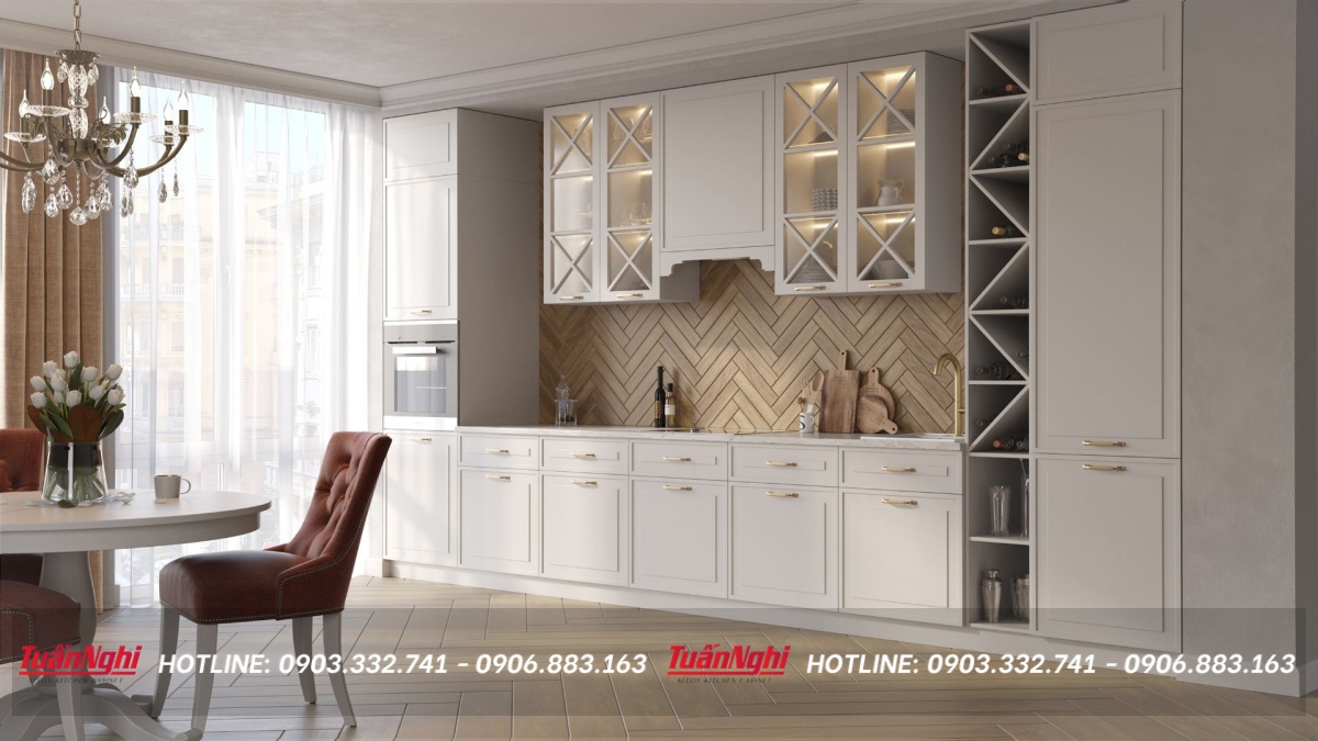 các mẫu tủ bếp tân cổ điển