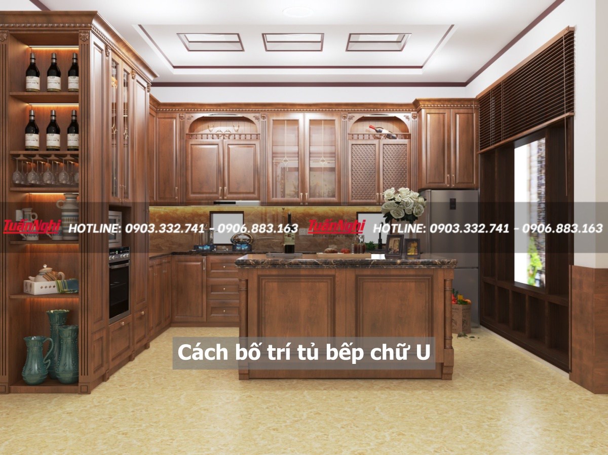 Cách bố trí tủ bếp chữ u